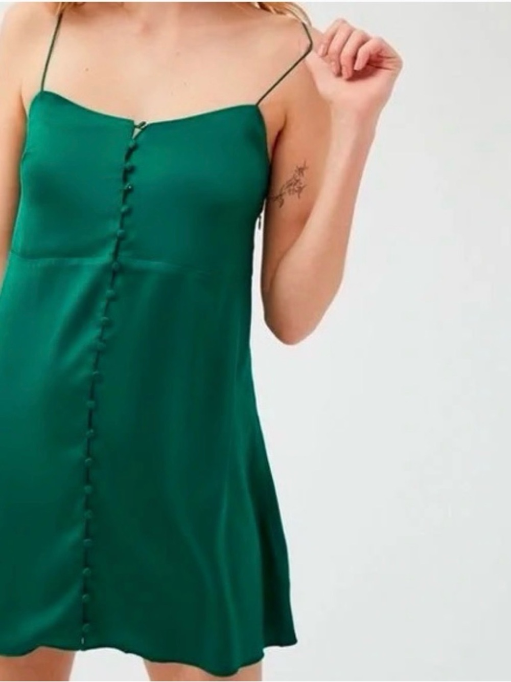 Urban Outfitters Emerald Green Satin Mini Dress